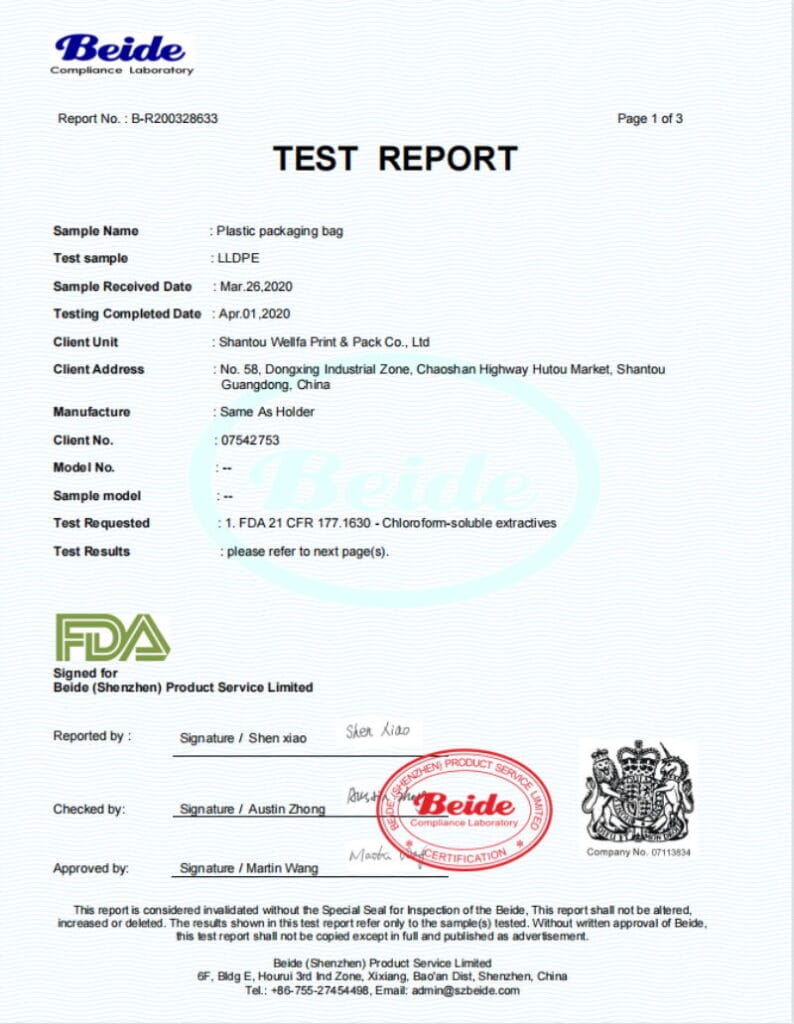 certificate 2 Flexible packaging