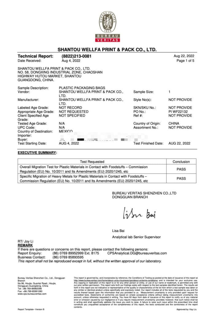 certificate 8 Flexible packaging