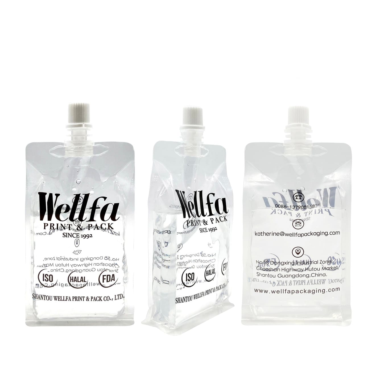 drink pouches with spoutBeverage Flat Bottom Pouch Custom Printing