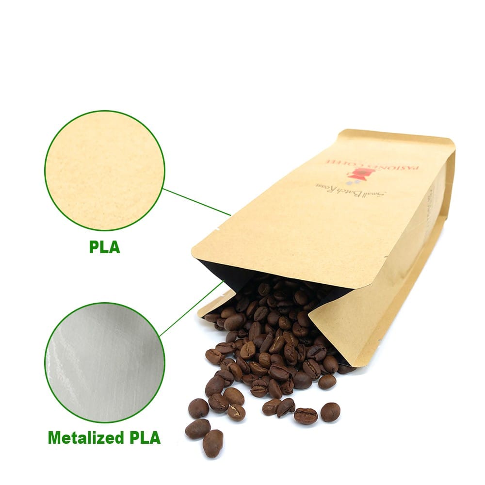 biodegradable coffee bagsPLA Metalized 250g500g1kg Custom Resealable