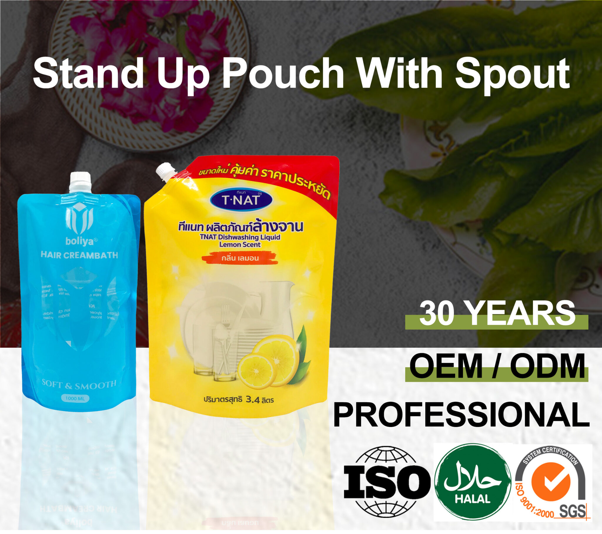 Spout Pouch scaled dishwashing liquid pouch