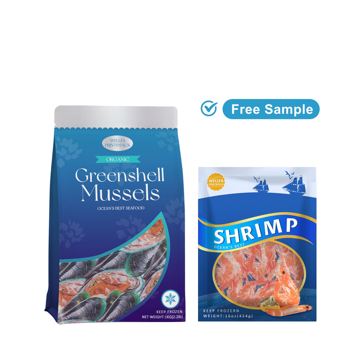Seafood Frozen PackagingFood Grade Custom Plastic Fried Fish Packaging