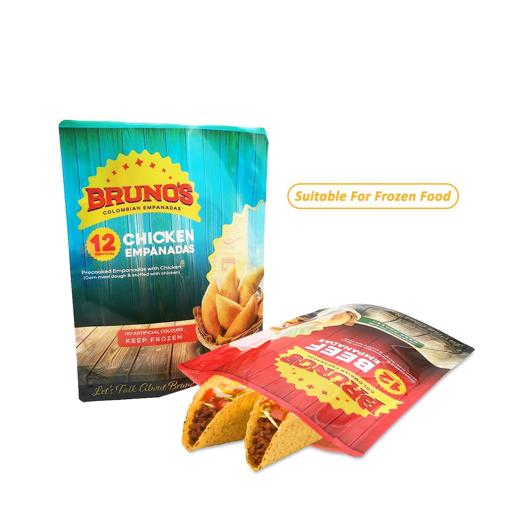 Frozen Food Packaging Bag3 Side Seal Frozen Empanada Samosas Fried Fish Tortillas Packaging