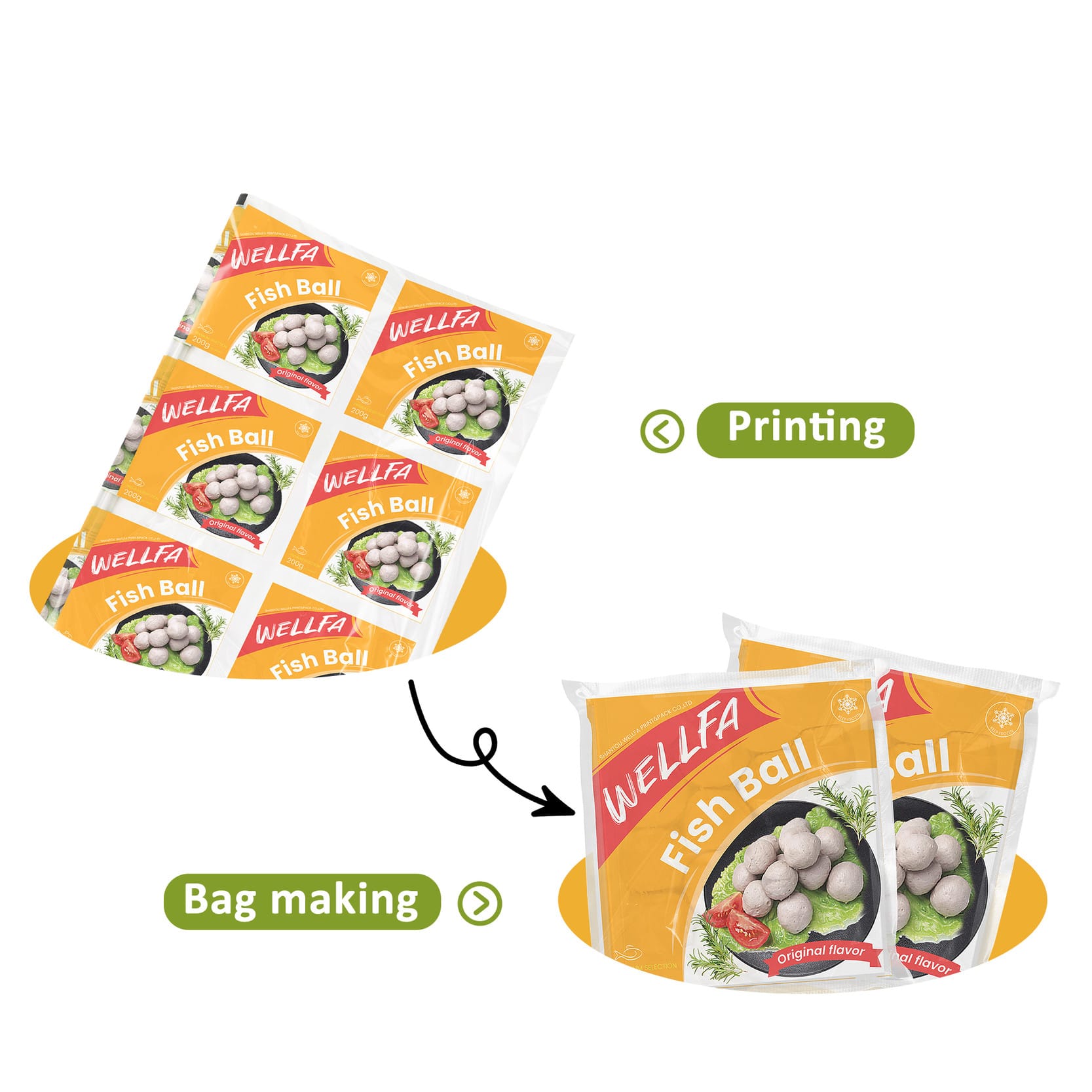 Vacuum Seal Bags For FoodHeat Sealed Nylon Lid Film Seafood Fish Ball