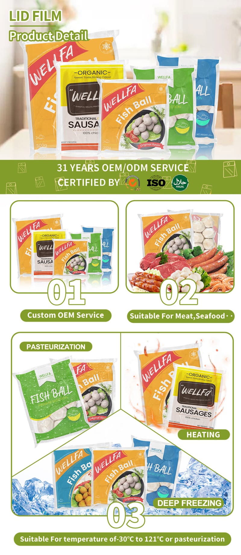 Hot Dog Frozen packagingFood Grade Custom Plastic Packaging Bag